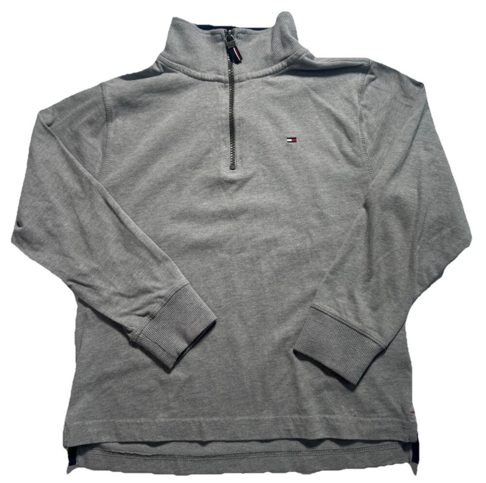 Tommy Hilfiger Boys Gray 1/4 Zip Pullover Sweatshirt Size 8/10 Small